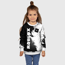 Свитшот детский Роблокс - черно-белая абстракция, цвет: 3D-белый — фото 2