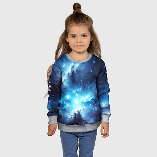 Детский свитшот Космический голубой пейзаж / 3D-Меланж – фото 4