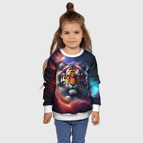 Детский свитшот Космический лев / 3D-Белый – фото 4