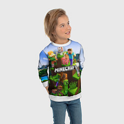 Свитшот детский Minecraft pixel world, цвет: 3D-белый — фото 2