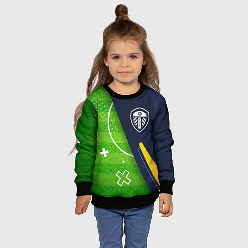Детский свитшот Leeds United football field / 3D-Черный – фото 4
