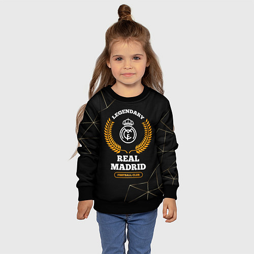 Детский свитшот Лого Real Madrid и надпись legendary football club / 3D-Черный – фото 4