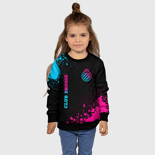Детский свитшот Club Brugge - neon gradient вертикально / 3D-Черный – фото 4