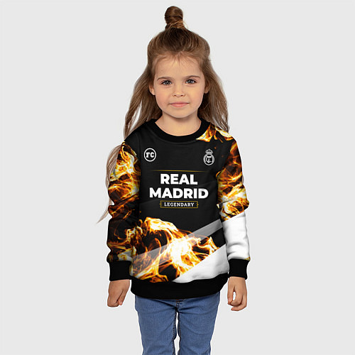 Детский свитшот Real Madrid legendary sport fire / 3D-Черный – фото 4