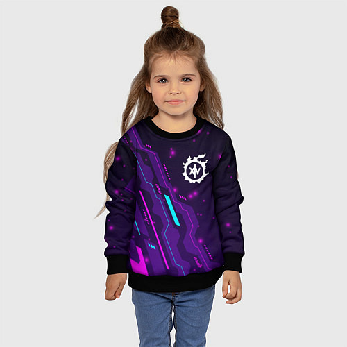 Детский свитшот Final Fantasy neon gaming / 3D-Черный – фото 4