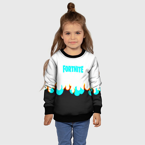 Детский свитшот Fortnite epic game fire / 3D-Черный – фото 4