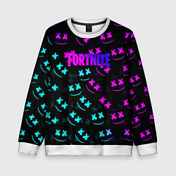 Детский свитшот Fortnite x Marshmello neon pattern