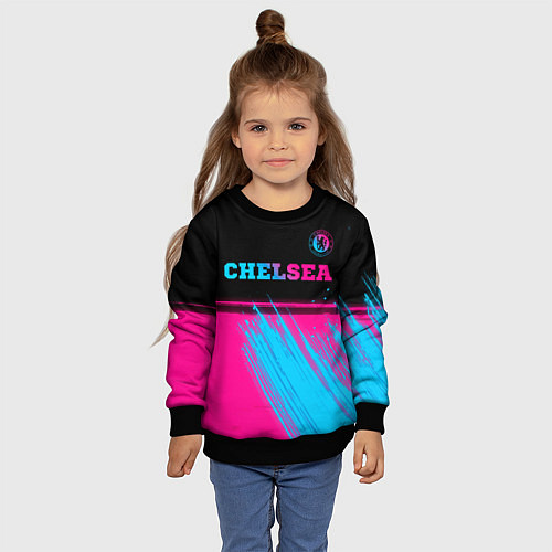 Детский свитшот Chelsea - neon gradient посередине / 3D-Черный – фото 4