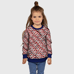 Свитшот детский Красно-белый узор на чёрном фоне, цвет: 3D-синий — фото 2