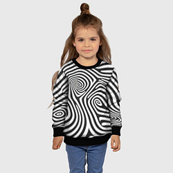 Свитшот детский Черно-белый водоворот - зебра исллюзия шкуры, цвет: 3D-черный — фото 2