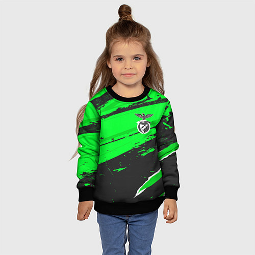 Детский свитшот Benfica sport green / 3D-Черный – фото 4