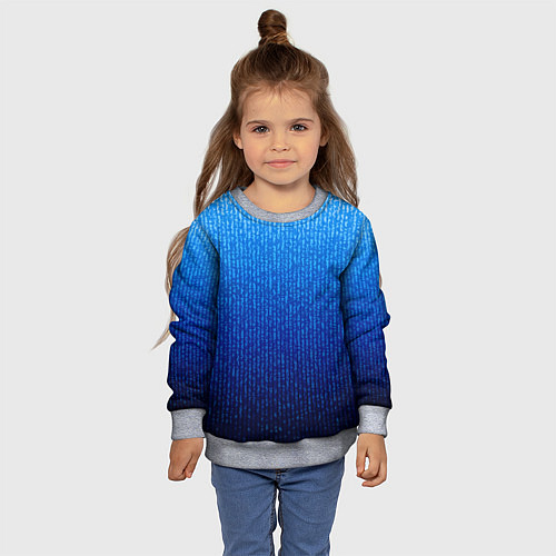 Детский свитшот Сине-голубой в вертикальную полоску / 3D-Меланж – фото 4