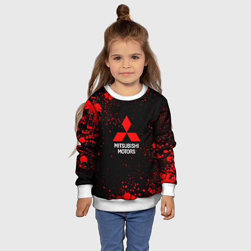 Детский свитшот Митсубиси - красные брызги / 3D-Белый – фото 4