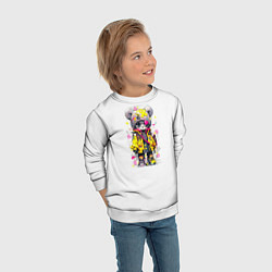 Свитшот детский Медвежонок аниме в стиле pop art, цвет: 3D-белый — фото 2