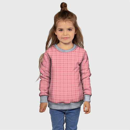Детский свитшот Лососево-розовый клетчатый / 3D-Меланж – фото 4