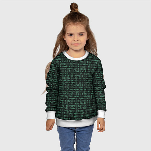 Детский свитшот Мозаика тёмно-зелёный / 3D-Белый – фото 4