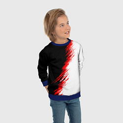 Свитшот детский Черные красные и белые штрихи красок, цвет: 3D-синий — фото 2