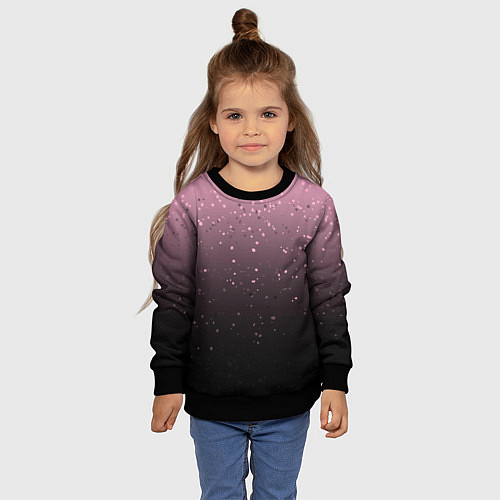 Детский свитшот Градиент тёмный розовый брызги / 3D-Черный – фото 4