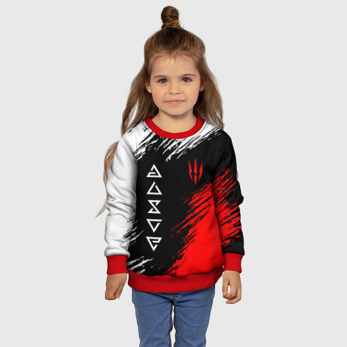 Детский свитшот Дикая охота и знаки / 3D-Красный – фото 4