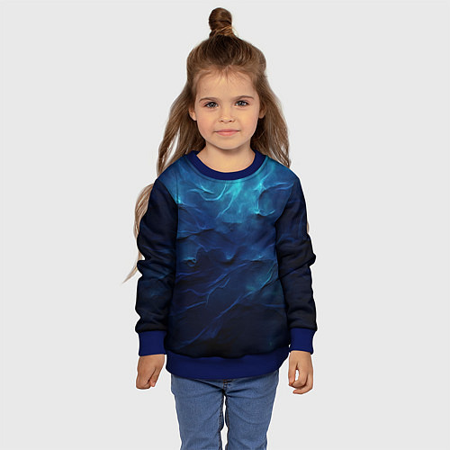 Детский свитшот Абстрактные волны глубины / 3D-Синий – фото 4