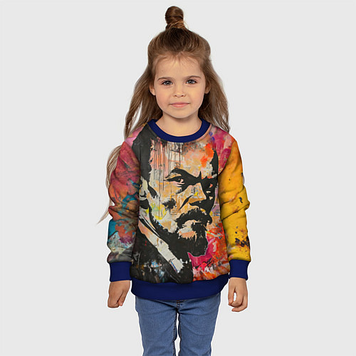 Детский свитшот Граффити портрет Владимира Ленина / 3D-Синий – фото 4