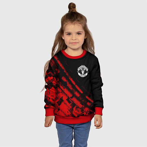 Детский свитшот Manchester United sport grunge / 3D-Красный – фото 4