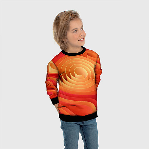Детский свитшот Оранжевые объемные круги / 3D-Черный – фото 3