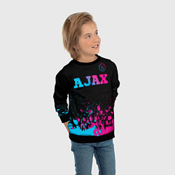 Свитшот детский Ajax - neon gradient посередине, цвет: 3D-черный — фото 2