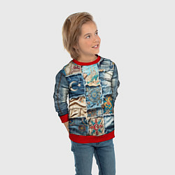 Свитшот детский Пэчворк из Турции, цвет: 3D-красный — фото 2