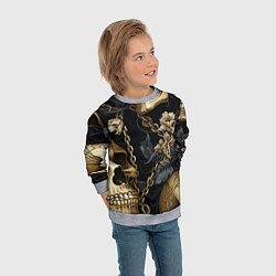 Свитшот детский Золотые черепа с цепями, цвет: 3D-меланж — фото 2