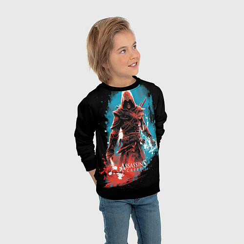 Детский свитшот Assassins creed фон абстрактный / 3D-Черный – фото 3