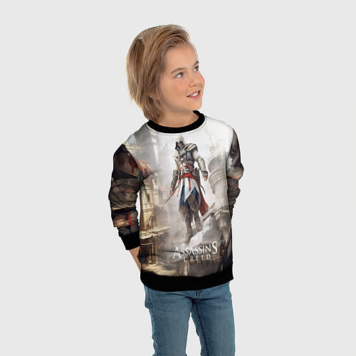 Детский свитшот Assassins creed town / 3D-Черный – фото 3