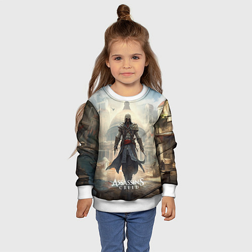 Детский свитшот Assassins creed большой город / 3D-Белый – фото 4