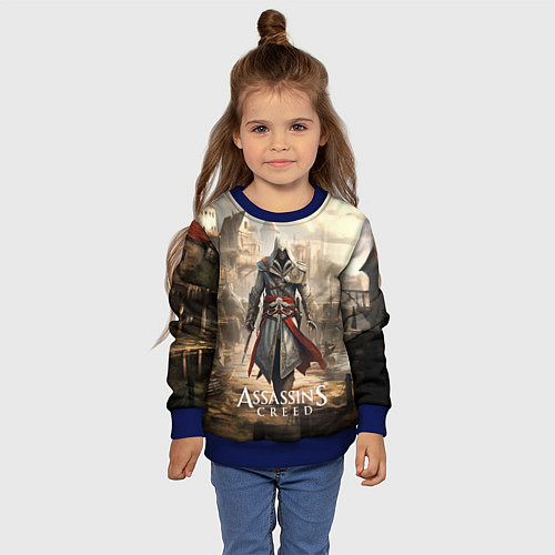 Детский свитшот Assassins creed старый город / 3D-Синий – фото 4
