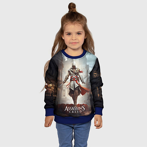 Детский свитшот Assassins creed старый город / 3D-Синий – фото 4