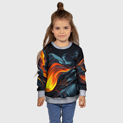 Детский свитшот Волнистая темная материя / 3D-Меланж – фото 4