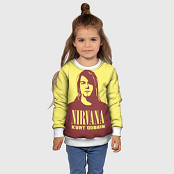 Свитшот детский Kurt Cobain Nirvana, цвет: 3D-белый — фото 2