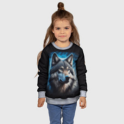 Свитшот детский Красивый портрет волка, цвет: 3D-меланж — фото 2