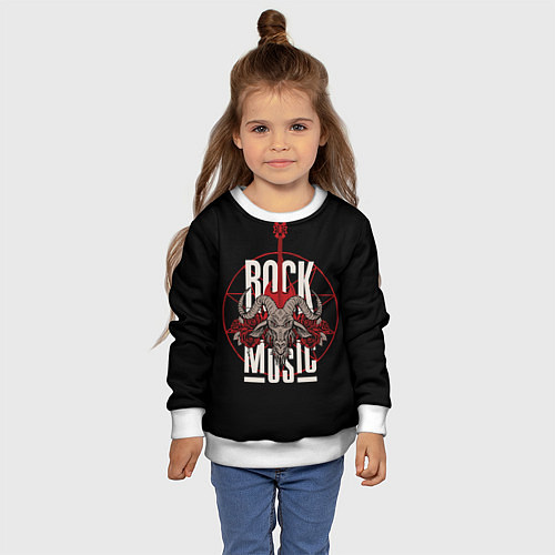 Детский свитшот Рок музыка - тяжёлый рок / 3D-Белый – фото 4