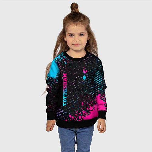 Детский свитшот Tottenham - neon gradient вертикально / 3D-Черный – фото 4