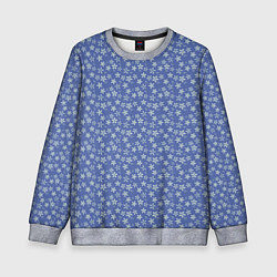 Свитшот детский Светло-синий цветочный, цвет: 3D-меланж