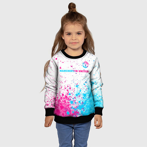 Детский свитшот Manchester United neon gradient style посередине / 3D-Черный – фото 4