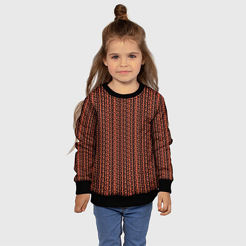 Детский свитшот Красно-коричневый искажённые полосы / 3D-Черный – фото 4