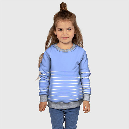 Детский свитшот Светлый сиреневый с белыми полосами / 3D-Меланж – фото 4
