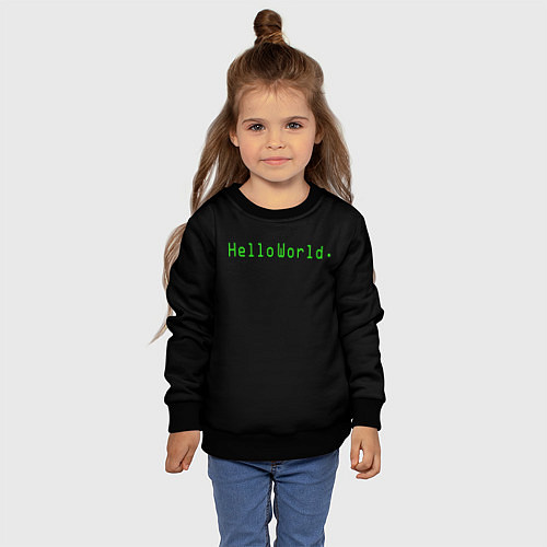 Детский свитшот Hello world / 3D-Черный – фото 4