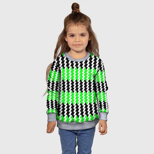 Детский свитшот Вертикальные чёрно-зелёные полосы / 3D-Меланж – фото 4