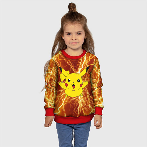 Детский свитшот Pikachu yellow lightning / 3D-Красный – фото 4