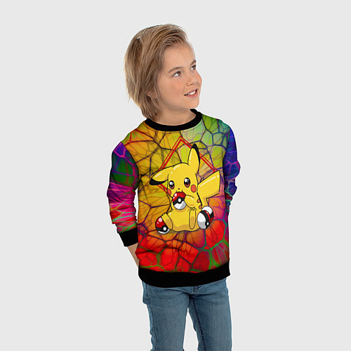 Детский свитшот Pikachu pokeballs / 3D-Черный – фото 3