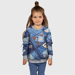 Свитшот детский Vanguard jeans patchwork - ai art, цвет: 3D-меланж — фото 2