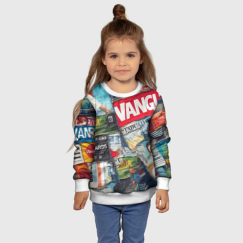 Детский свитшот Vanguard collage - ai art patchwork / 3D-Белый – фото 4